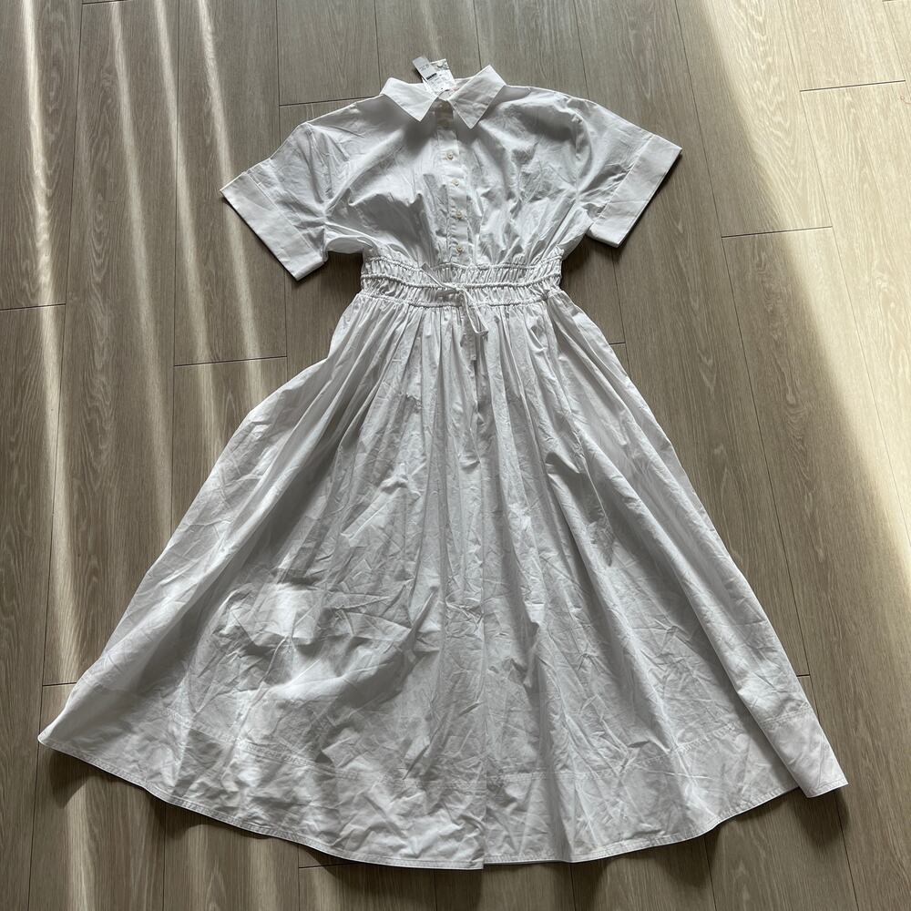 J Crew Flawed Elena Shirt Dress In Cotton Poplin Size 6 White FLAWS